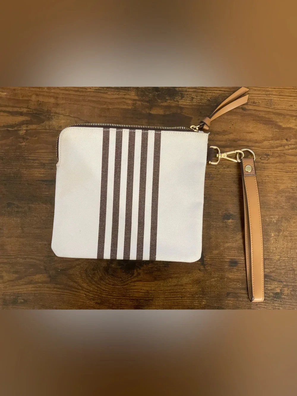 HENRI BENDEL Set of 2 Striped Canvas Travel Pouches